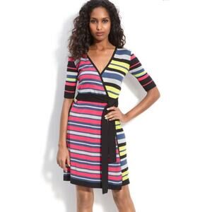 BCBGmaxazria multicolor striped sweater wrap dress size medium